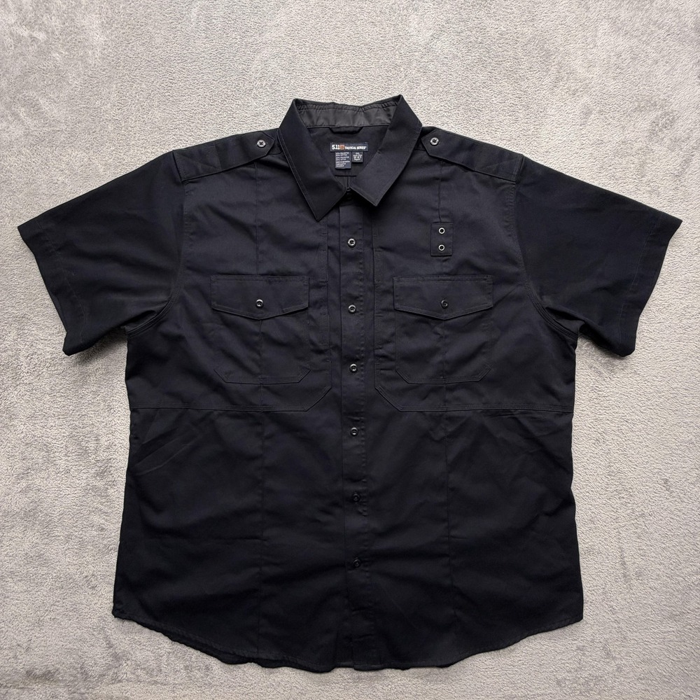5.11 Tactical Series Shirt Mens 2XL Black Short Sleeve Button Up Workwear
